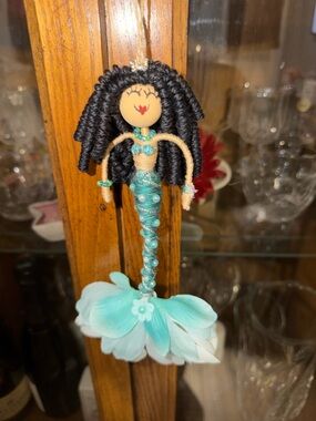 Handmade Teal Mermaid Doll Ornament